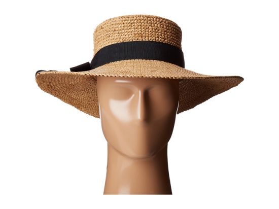 BSCI Audit Bowknot Crochet Straw Boater Hat Wholesale with Grosgrain Hatband for Women