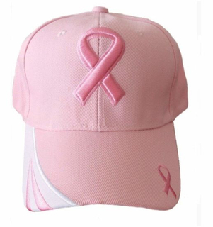 Custom 100% Cotton Adjustable Curved Baseball Style 6-Panel Pink Ribbon Cap