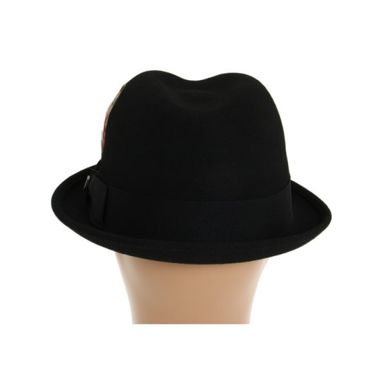 Custom Flipped Brim Felt Fedora Oktoberfest Hat with Leather Sweatband