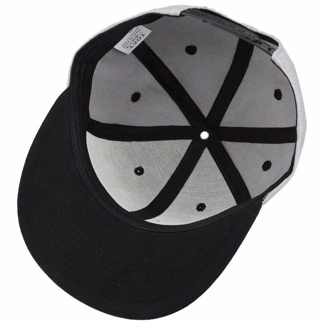 100% Polyester Unisex Adjustable Flat Bill Trucker Plain Snapback Cap