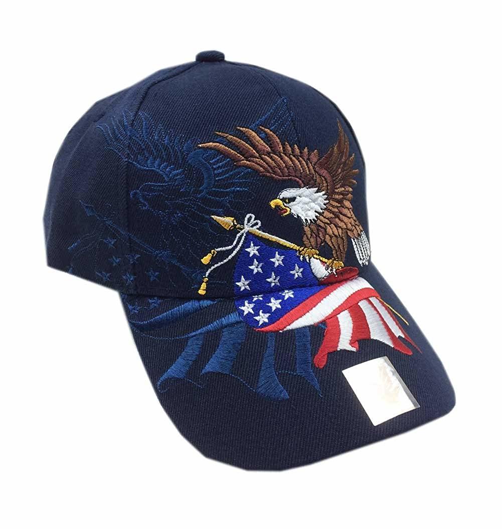 Sedex Audit Custom Adjustable American Logo Eagle and American USA Flag Baseball Cap 3D Embroidery