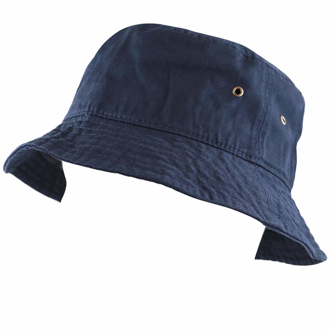 Cotton Packable Travel Bucket Man Summer Hat with Ventilation Eyelets