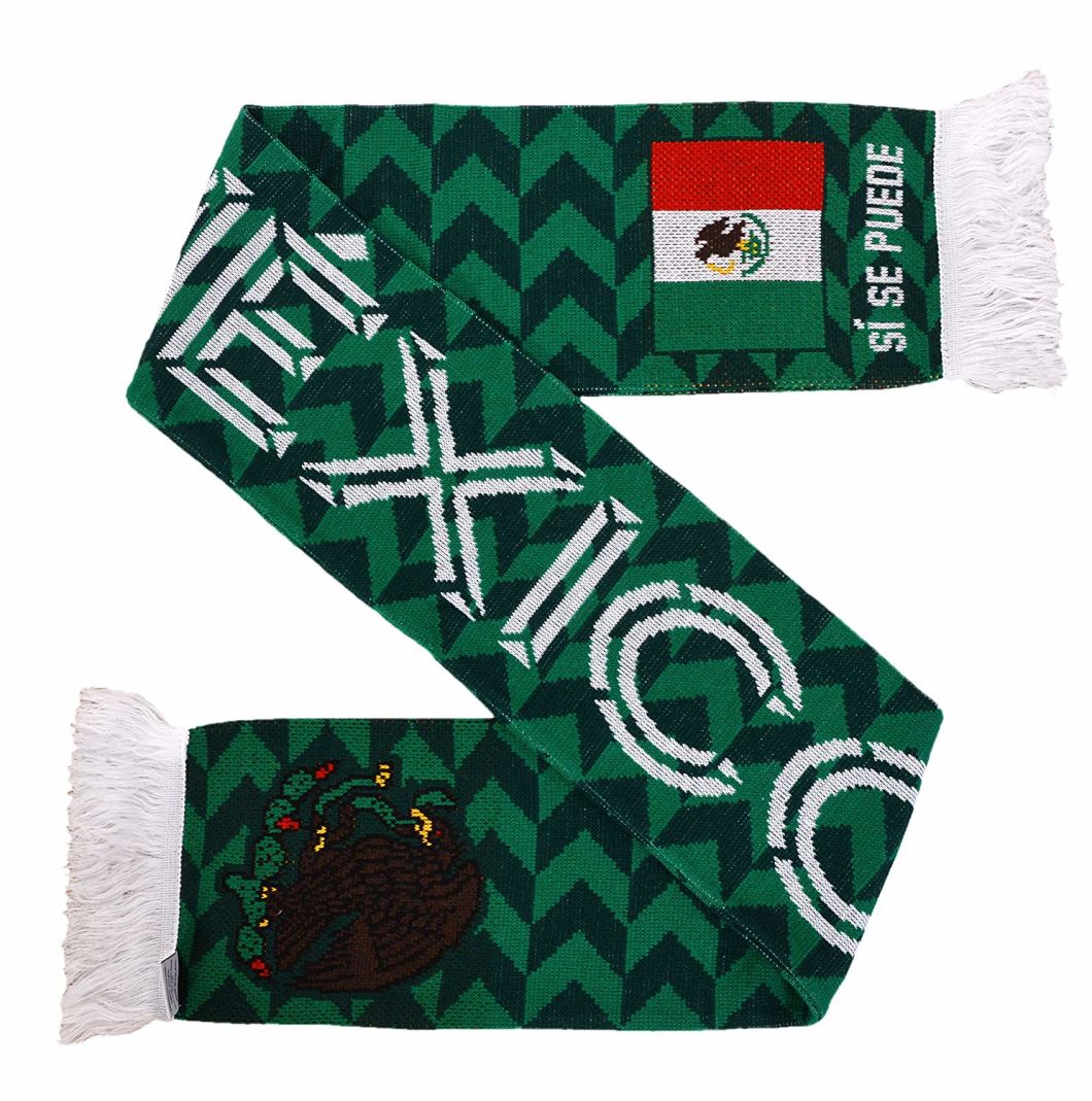 Wholesale 100% Acrylic Soccer Football Team Knit Football Scarf Custom