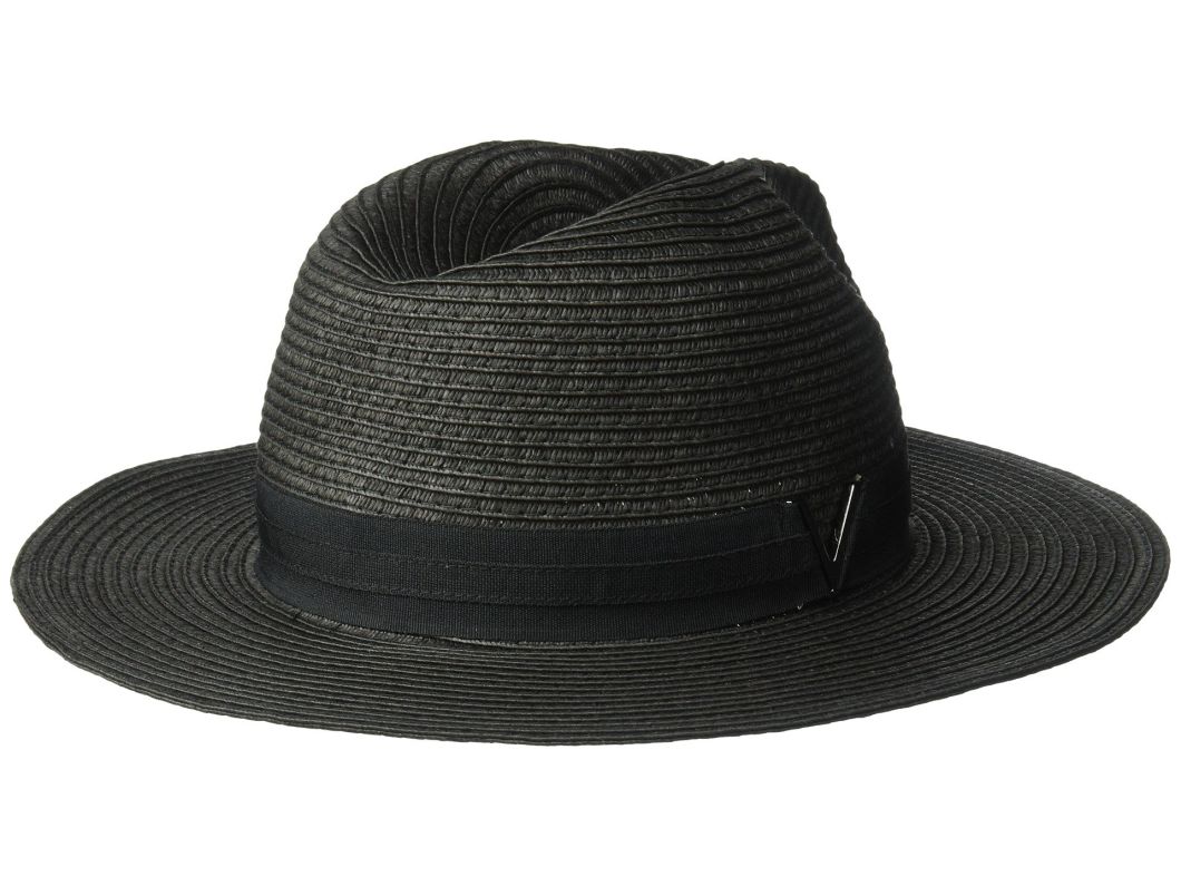 Double Grosgrain Hatband Pinched Crown Panama Straw Hat