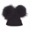 Toddler Beanie Knitted Fur Raccoon Hat with Double Big Ball Pompom for Baby Children