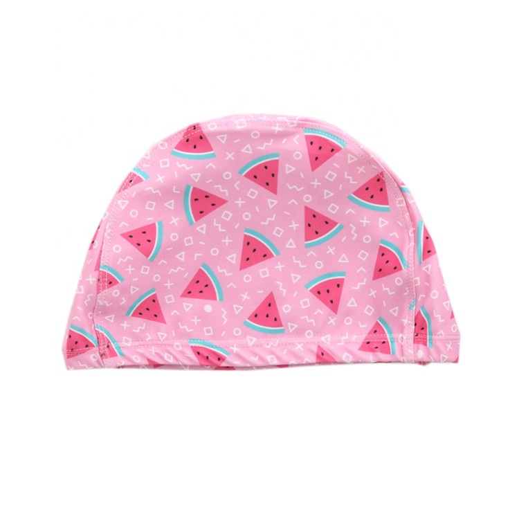 Promotional Beach Hat Custom Kid Cartoon Swimwear Fashion Lycra Swim Cap with Nylon