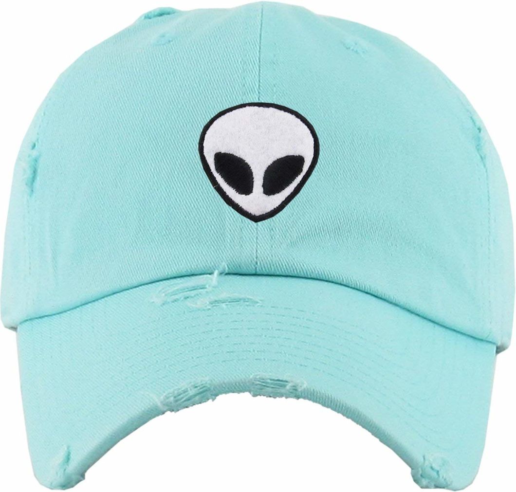 Alien Embroidered Polo Style 6-Panel Baseball Adjustable Green Cap