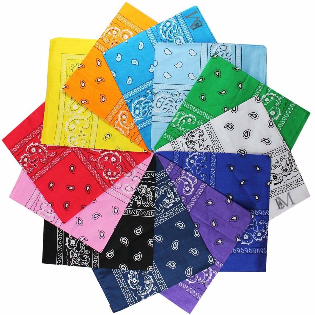 100% Cotton Fashion Accessories Double Sided Print Handkerchief Headwrap Headband Scarf Bandana