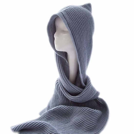 Acrylic Women Headscarf Winter Crochet Knit Hooded Scarf Hat
