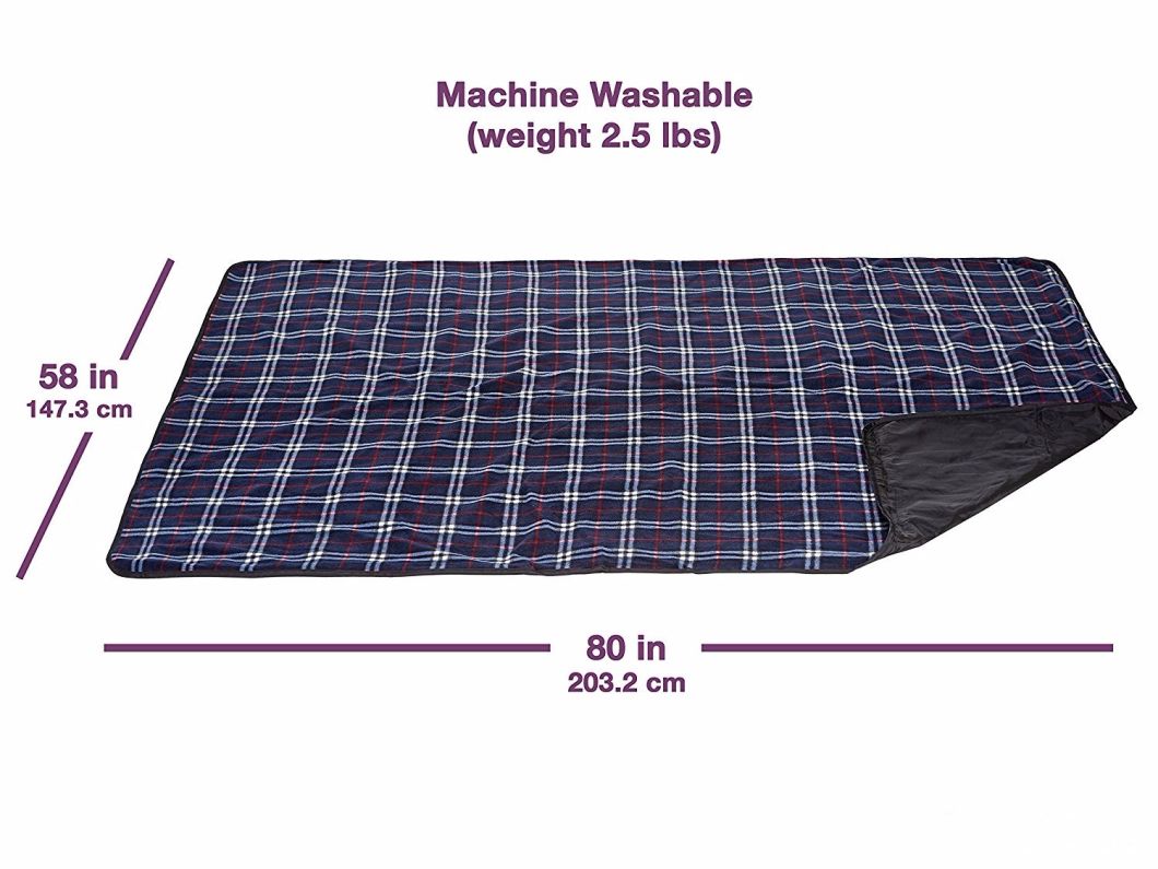100% Polyester Plaid Portable Extra Large Polar Fleece Picnic Blanket