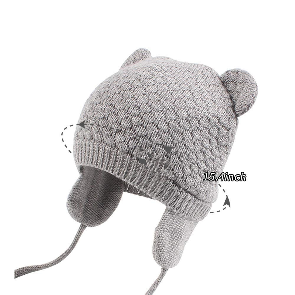Wholesale Winter Warm Bear Toddler Earflap Beanie Knitted for Baby Hat Cute