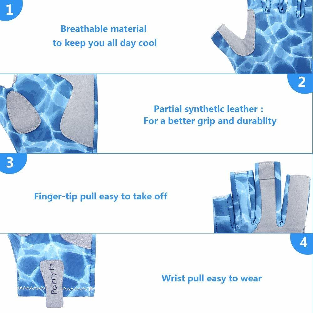 Breathable Quick-Dry Non-Slip Fingerless Fashion Print Fishing Gloves