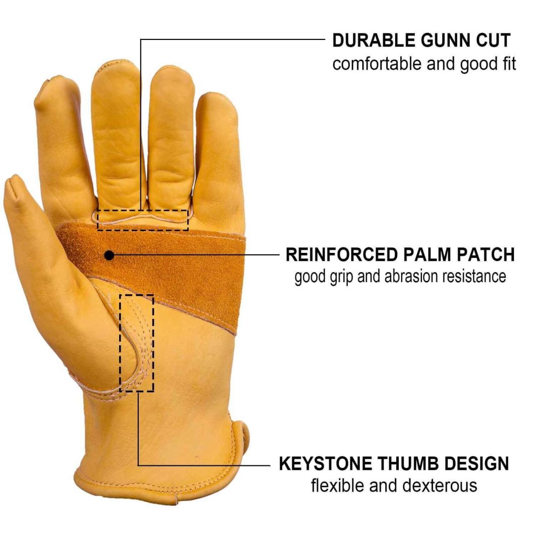 Full Cowhide Leather Flexible Durable Stretchable Tough Working Leather Glove