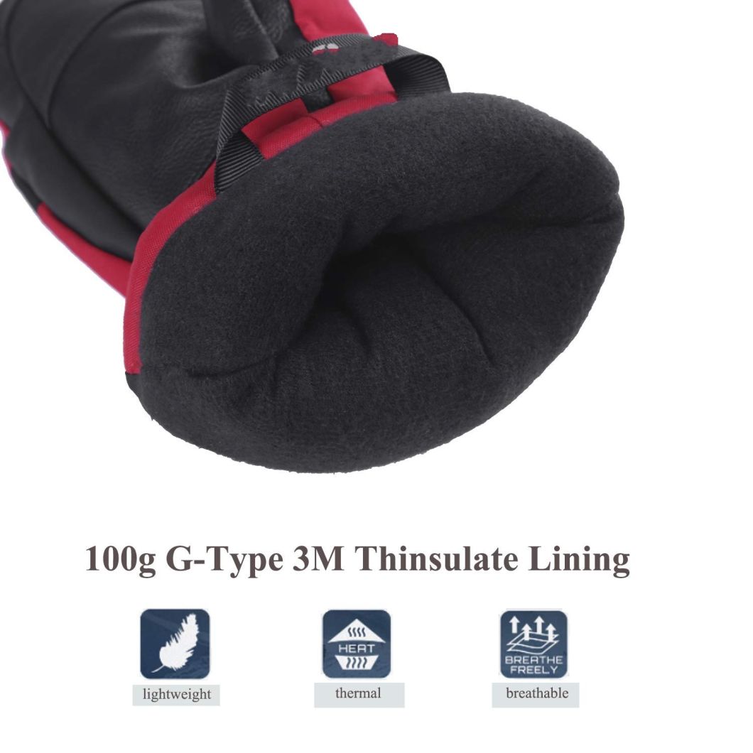 Quick-Dry Winter Windproof Motorcycling Waterproof Gloves Ski with Leather Polyester