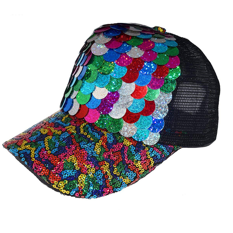 Sedex Audit 100% Cotton Bling Mermaid Adjustable Mesh Party Trucker Sequin Caps