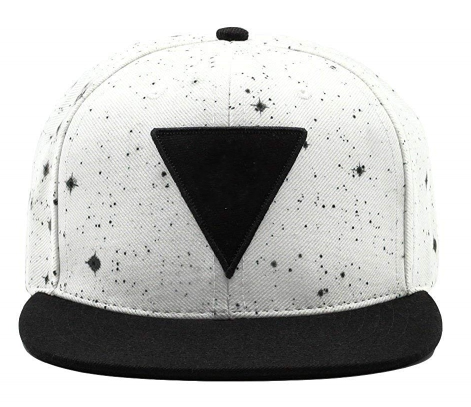 Adjustable 6-Panel Galaxy Print Embroidered Patch Flat Brim Promation Snapback Cap