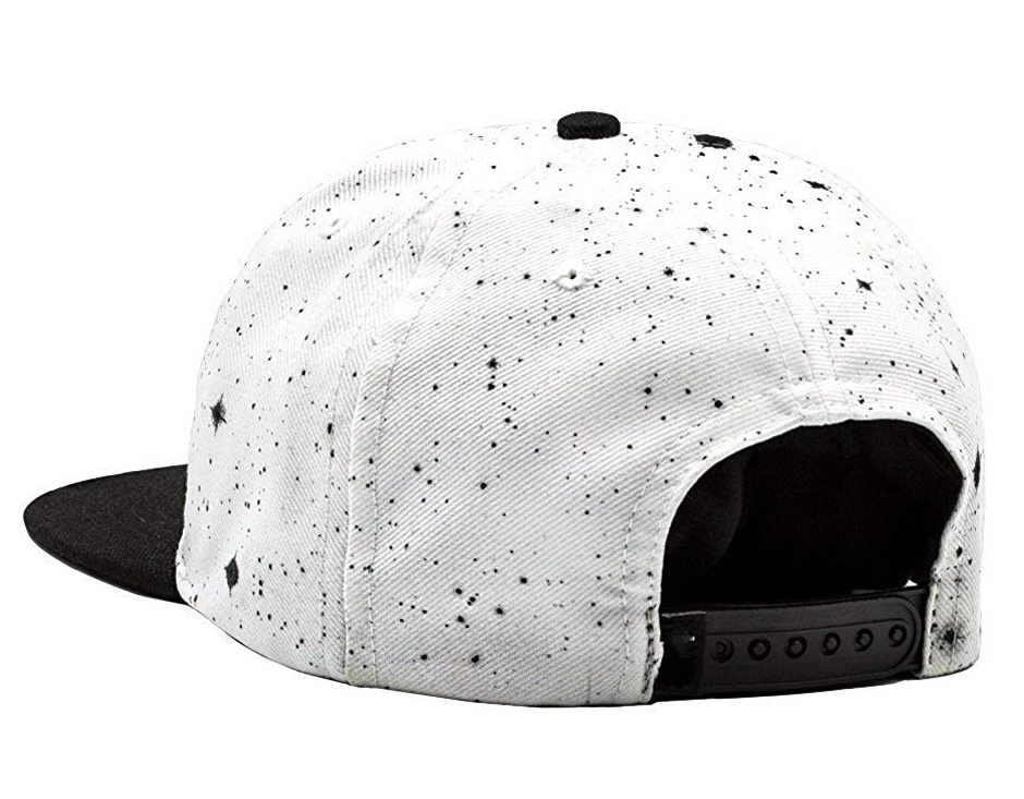 Adjustable 6-Panel Galaxy Print Embroidered Patch Flat Brim Promation Snapback Cap