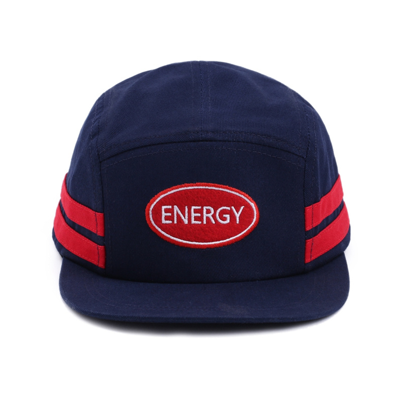 Children's Embroidery Patch Cotton Flat Brim 5 Panel Snapback Cap