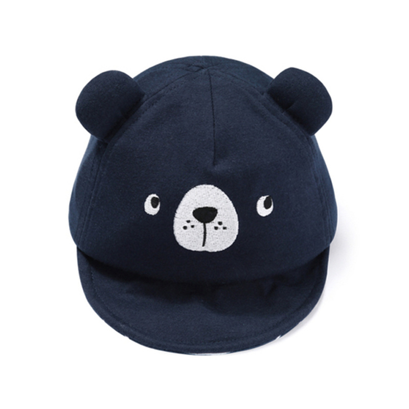 Sedex Audit Cartoon Bear Embroidery Cute Cotton Baby Boys Girls Summer Sun Hat
