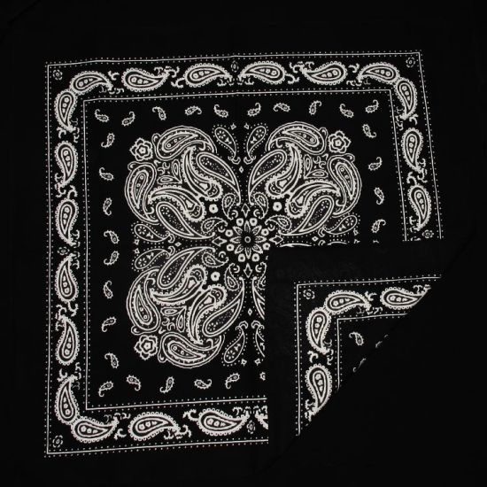 Hot Sales Promotional 100% Cotton 55cm*55cm Black White Paisley Square Printed Bandana