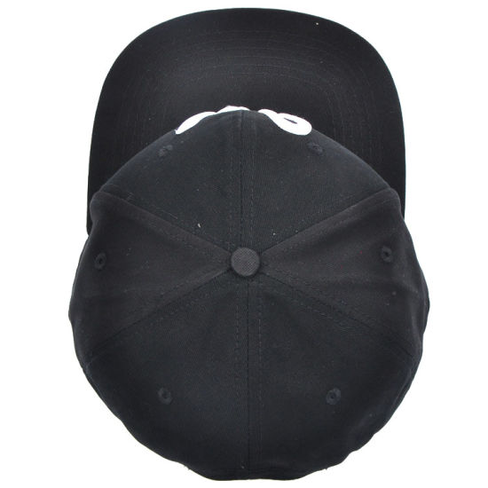 6-Panel Wholesale Cotton Black Embroidery Custom Sports Plain Baseball Snapback Cap