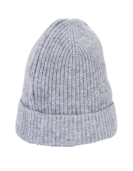 Gray Plain Merino Wool Knit Slouch Custom Beanie Winter Hat