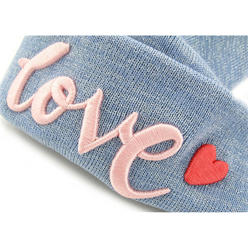 Acrylic 3 D Embroidery Sport Winter Knitted Hat Custom Warm Ski Cap Solid Color Beanie Hats