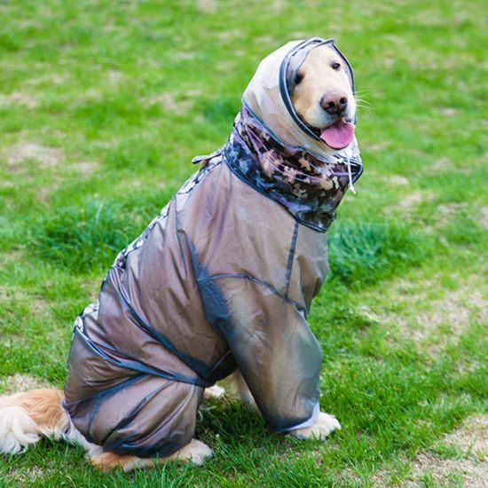 Dog Raincoat, Fashion Large Dog Waterproof Rainwear Rain Jacket Four-Legs Jumpsuit Hoodies Long Sleeves TPU Raincoat for Large Dogs