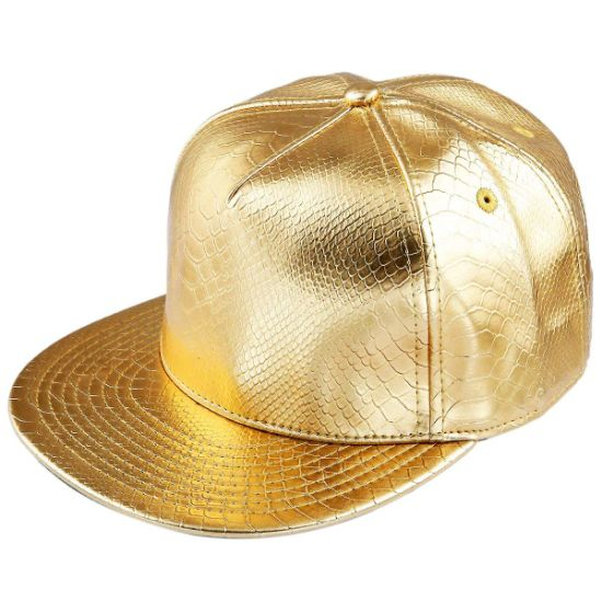 Adjustable Fashion Gold Style Unisex Punk Cap Snapback Custom with PU Leather Cotton Blend