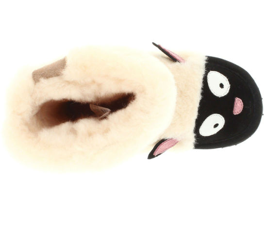 Sedex Audit Carton Animal Sheep Skin Soft Wool 100% Pure Sheep Wool Slippers Kids House Fur Shoes Boots