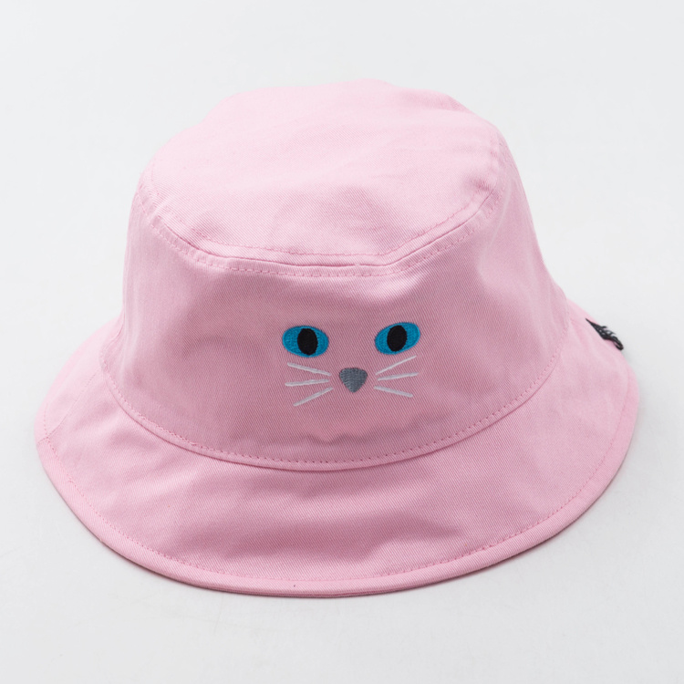 Foldable Summer Cartoon Bucket Reversible Embroidery Hat for Children