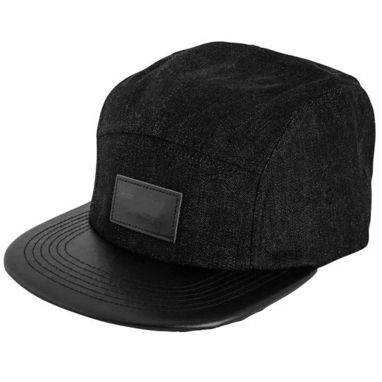 Sedex Audit Custom 5-Panel Patch Jeans Snapback with Leather Brim