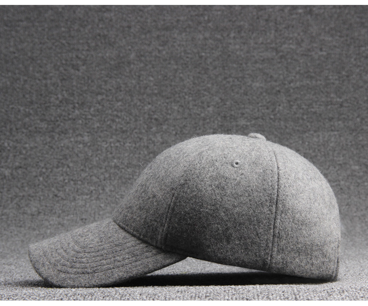 Promotional Unisex Fashion Adjustable Six Panel Black Vintage 100% Wool Baseball Cap