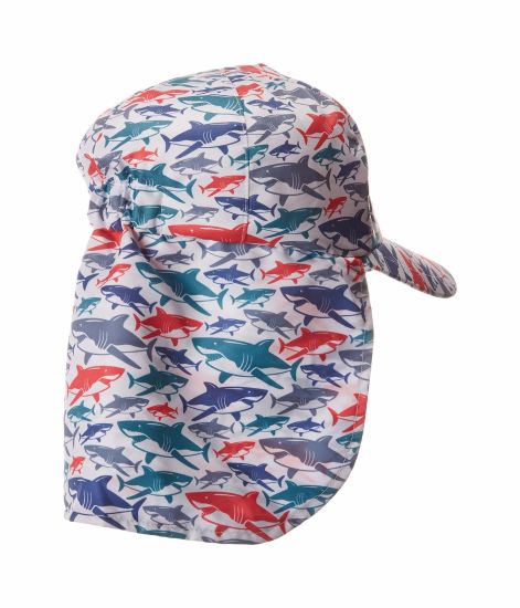 Attached Neck Cover Printed Hat and Cap with Curved Brim