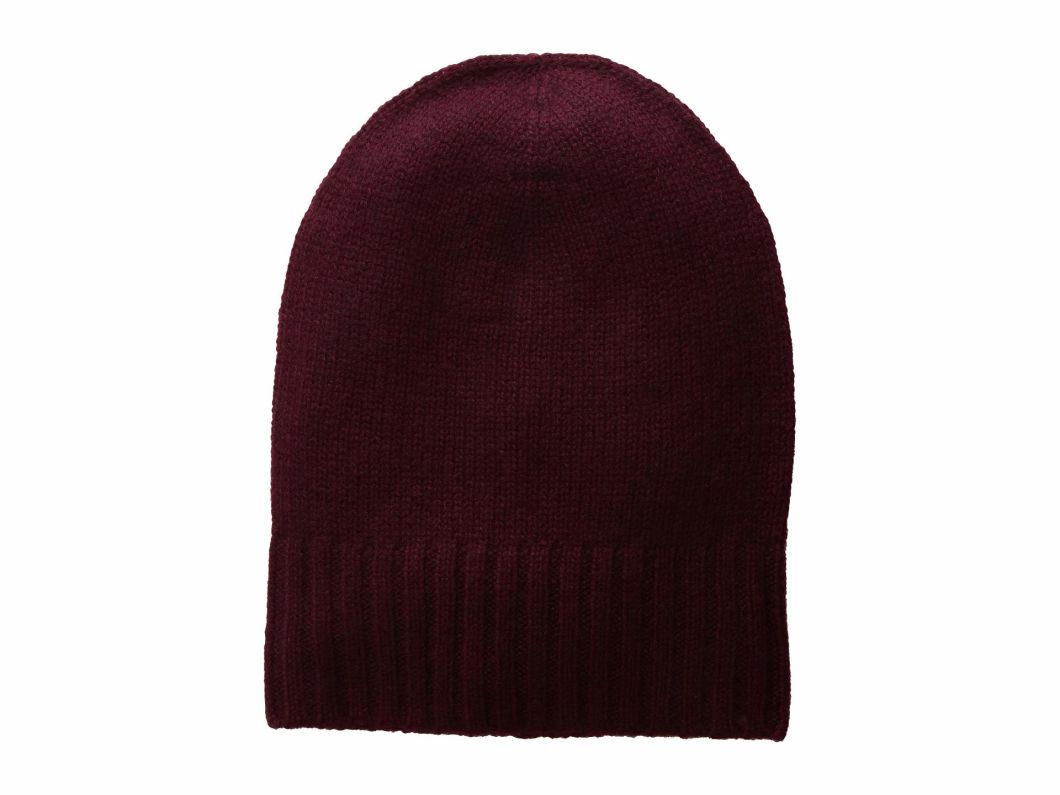 Slouchy Winter Warm Beanie Knitted Ribbed Cuff Cashmere Hat
