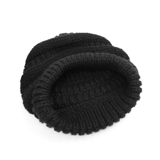 Acrylic Outdoor Winter Warm Stretch Cable Knitted Ponytail Beanie Hat