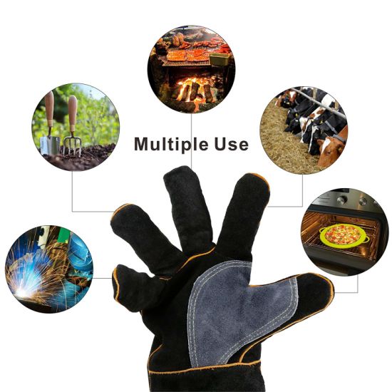 BSCI Audit 100% Leather Heat Resistant Gloves with Kevlar Stitching