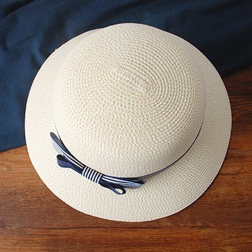 Custom Lady Plain Summer Women Straw Hat with Ribbon Bowknot
