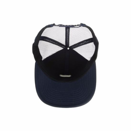 Adjustable Cotton Baseball Embroidered 5-Panel Flat Brim Hat with Mesh