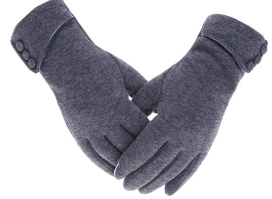 Winter Warm Fleece Windproof Touchscreen Women Black Ladies Gloves