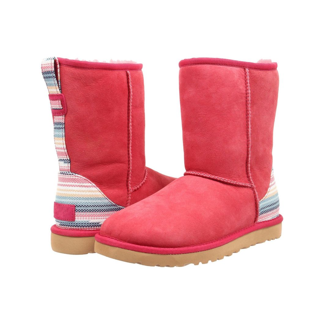 Sedex Audit Winter Flat Fur Ladies Leather Suede Ankle Snow Women Bow Fur Boots Red Suede Sheepskin Boots