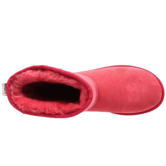 Sedex Audit Winter Flat Fur Ladies Leather Suede Ankle Snow Women Bow Fur Boots Red Suede Sheepskin Boots
