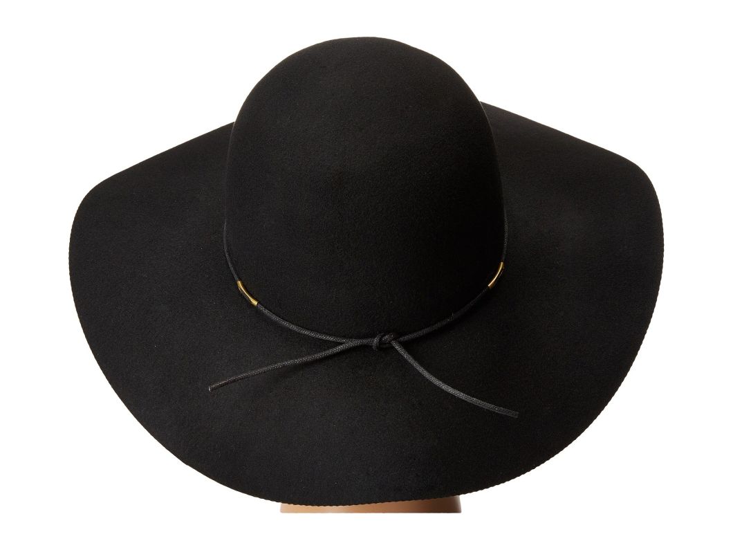 Wax Cord Hatband Wide Floppy Brim Wool Hat for Women