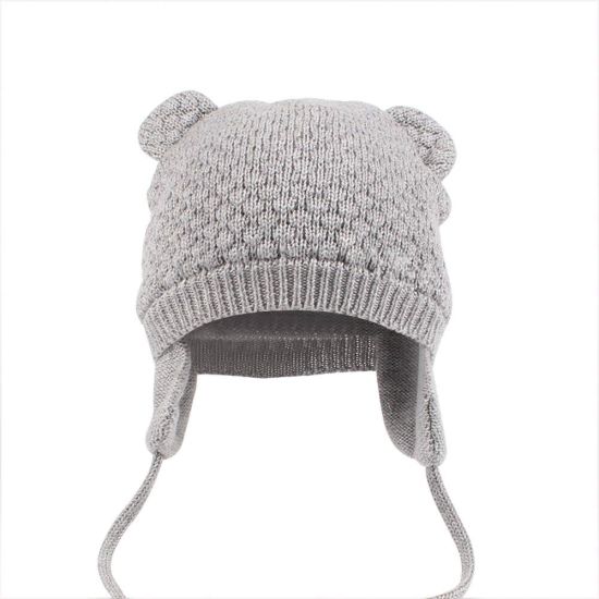 Wholesale Winter Warm Bear Toddler Earflap Beanie Knitted for Baby Hat Cute