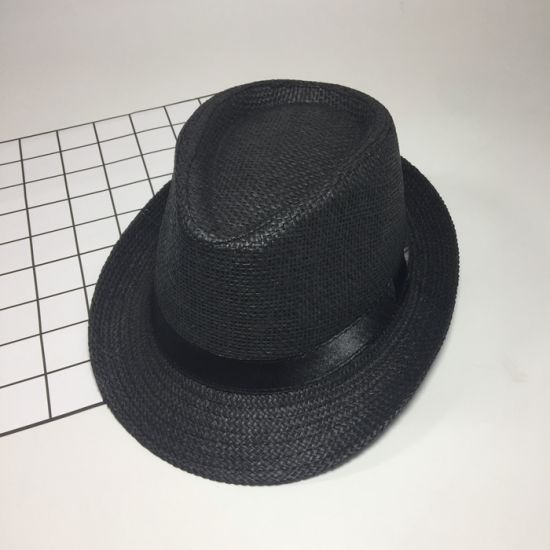 Paper Straw White Custom Panama Chapeau Men′s Sombrero Fedora Hat with Ribbon