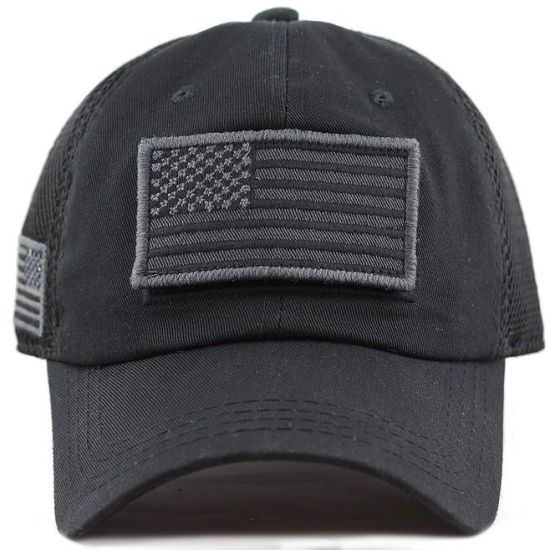 Custom 100% Cotton Unisex Flag Patches Tactical Hat with Mesh