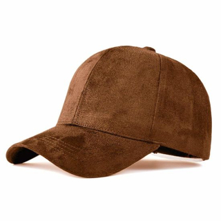 Blank Classic 6-Panel Unisex Adjustable Suede Hat with Faux Leather