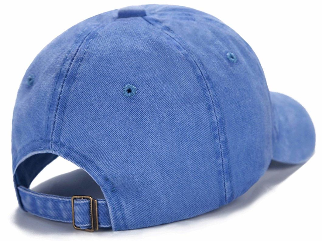 Wholesale Adjustable Plain Cotton Adjustable Washed Twill Baseball Blue Cap