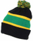 Acrylic Rugby Knit Striped Cuff Slouch Double-Layer Beanie Hat with POM POM