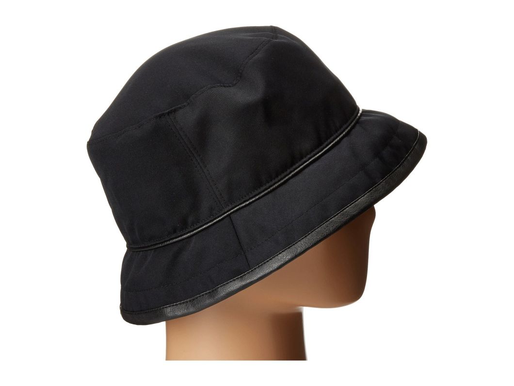Sedex Audit Polyester Waterproof Bucket Black Hat with Leather Trim